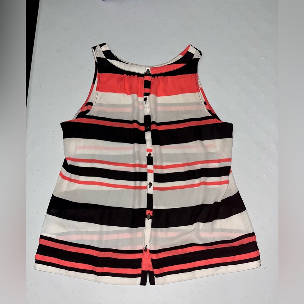 💙 7th Ave NY & Co Striped Button Down Tank Top Blouse